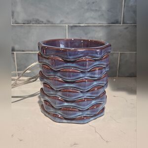 Yankee Candle Blue ceramic cup wax melt warmer EUC